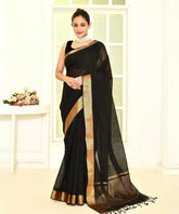 Black Pure Cotton Woven Mangalagiri Saree